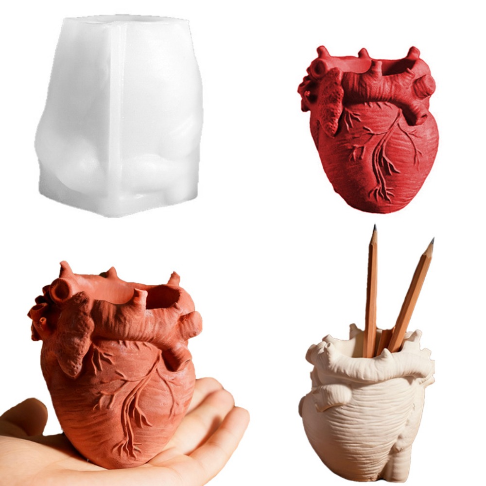 Potsticker Mold - Heart Flowerpot Vase Resin Silicone Mold