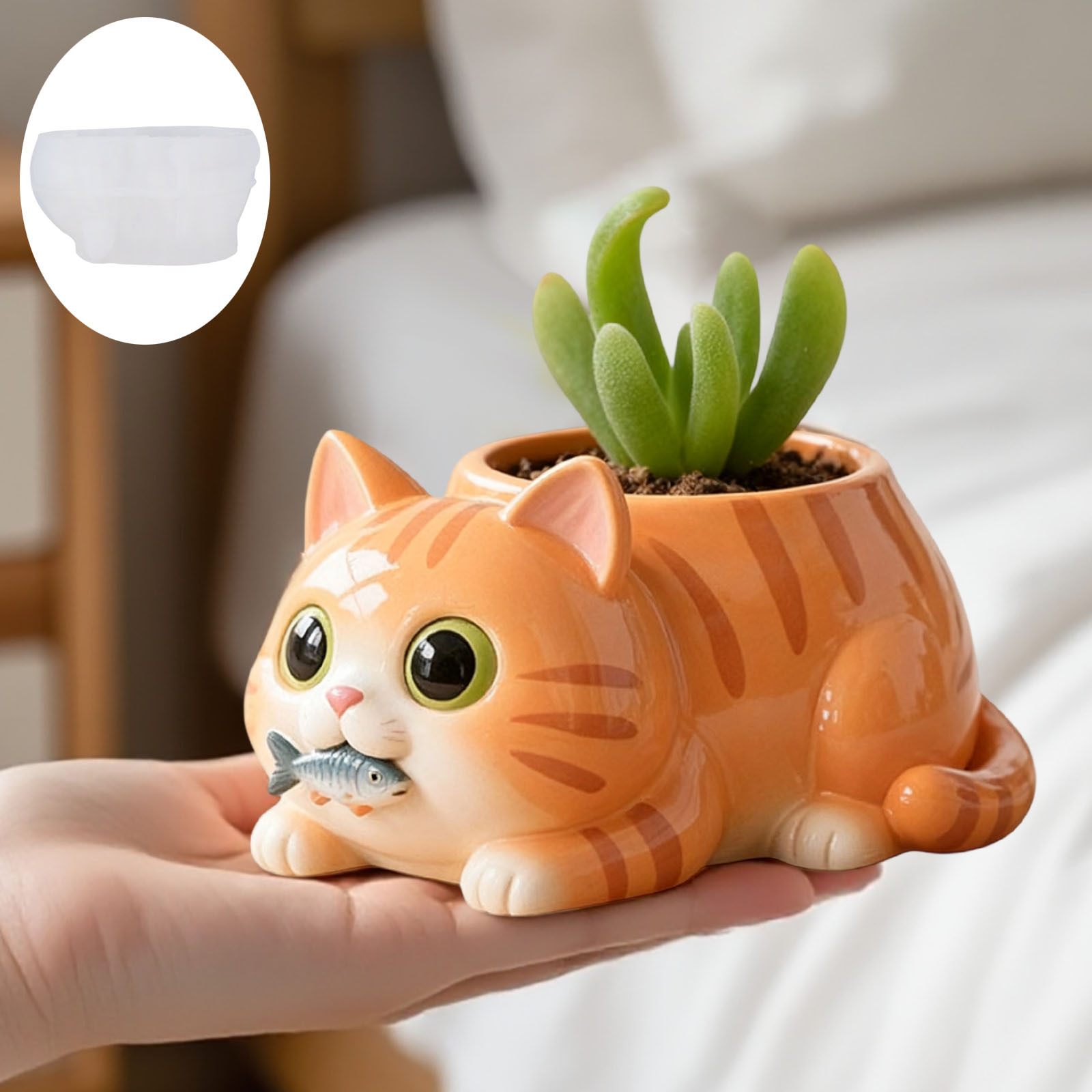 Cat Eating Fish Flower Pot Sil - Potsticker Mold recensione e prezzo