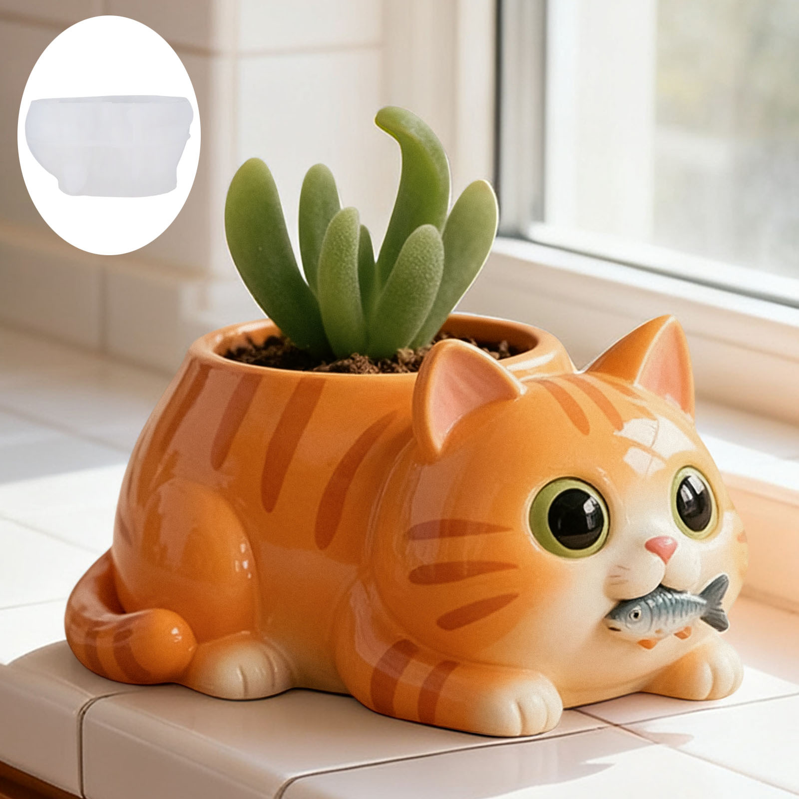 Cat Eating Fish Flower Pot Sil - Potsticker Mold recensione e prezzo