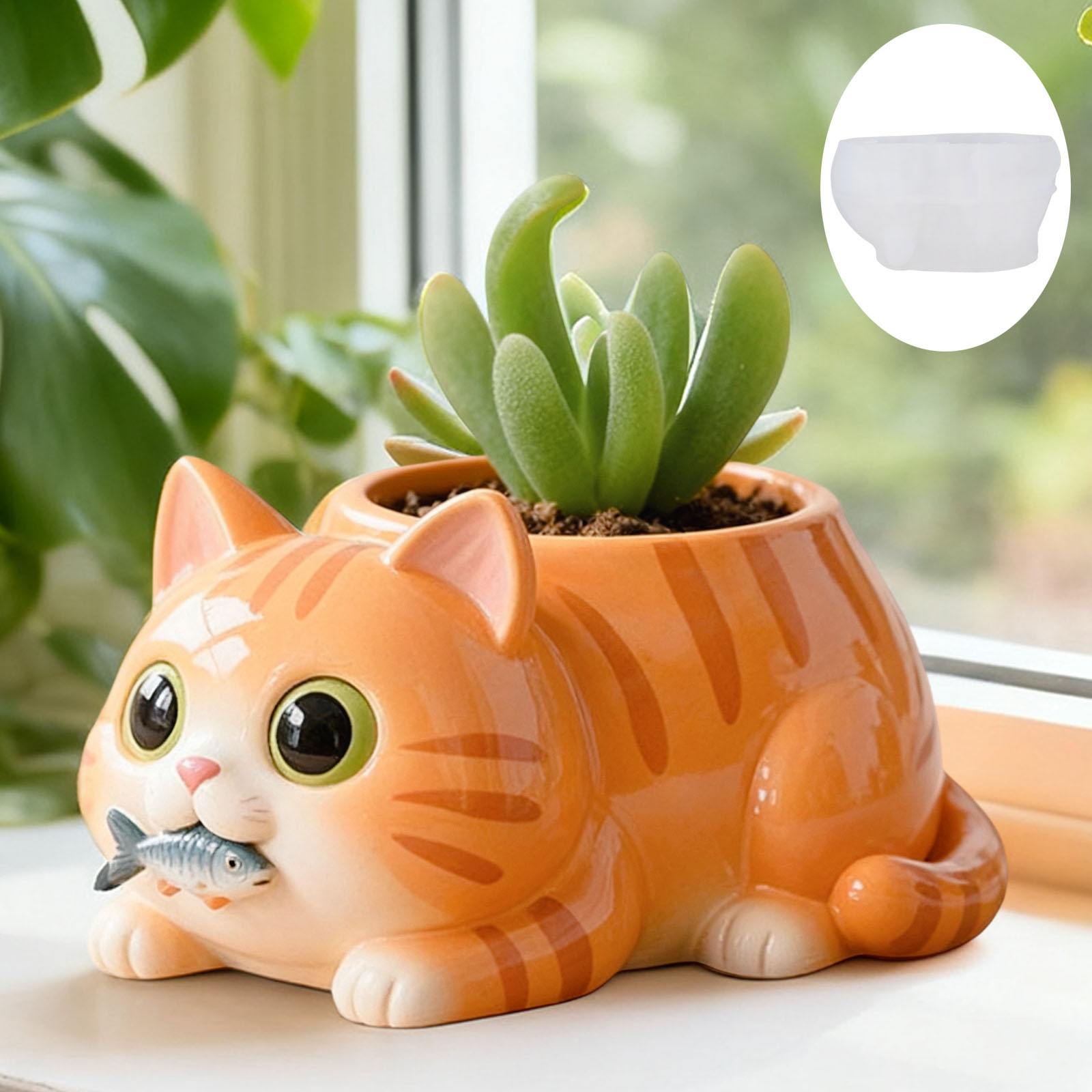 Cat Eating Fish Flower Pot Sil - Potsticker Mold recensione e prezzo