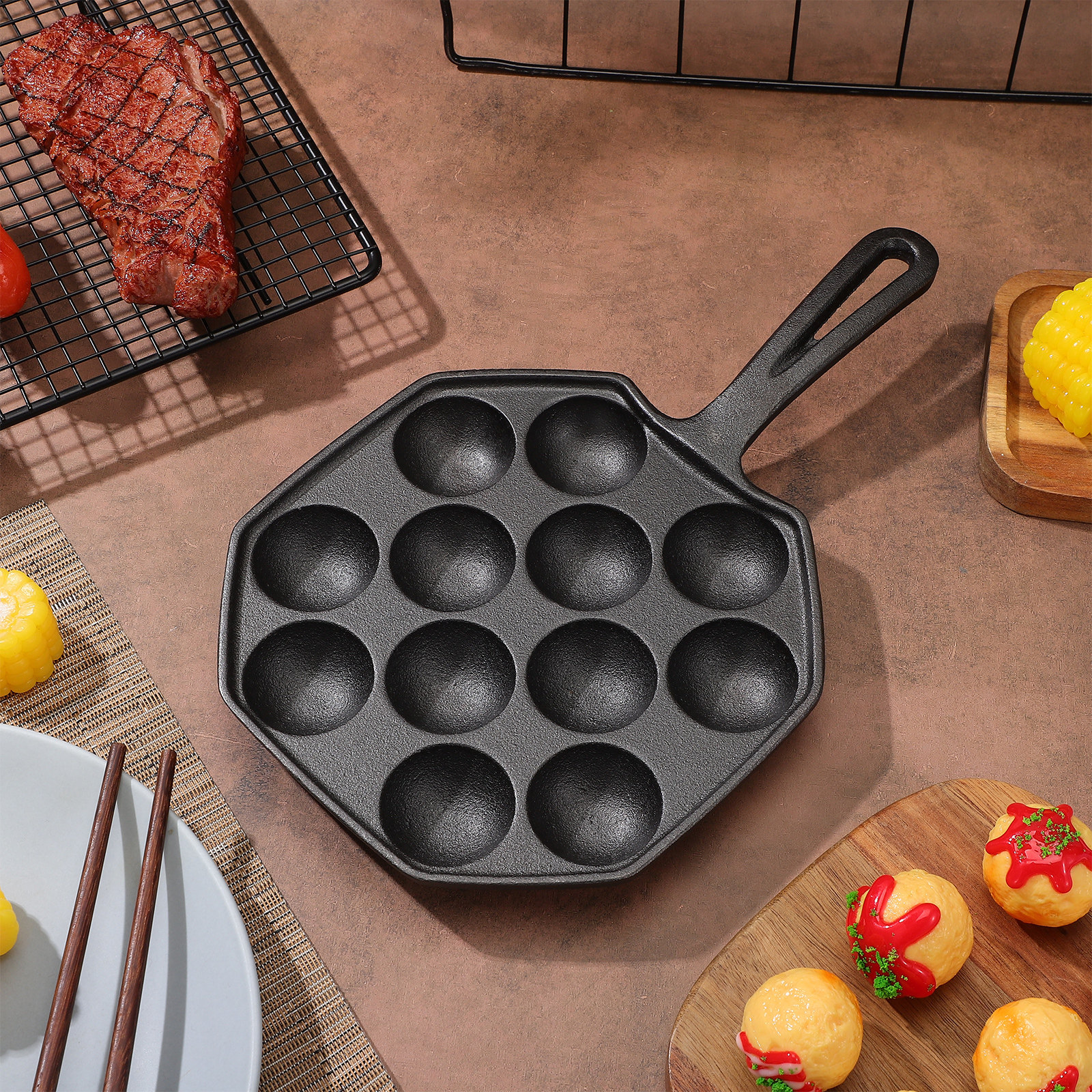 12 Molds Takoyaki Pan Cast Iro - Takoyaki Grill Plate recensione e prezzo