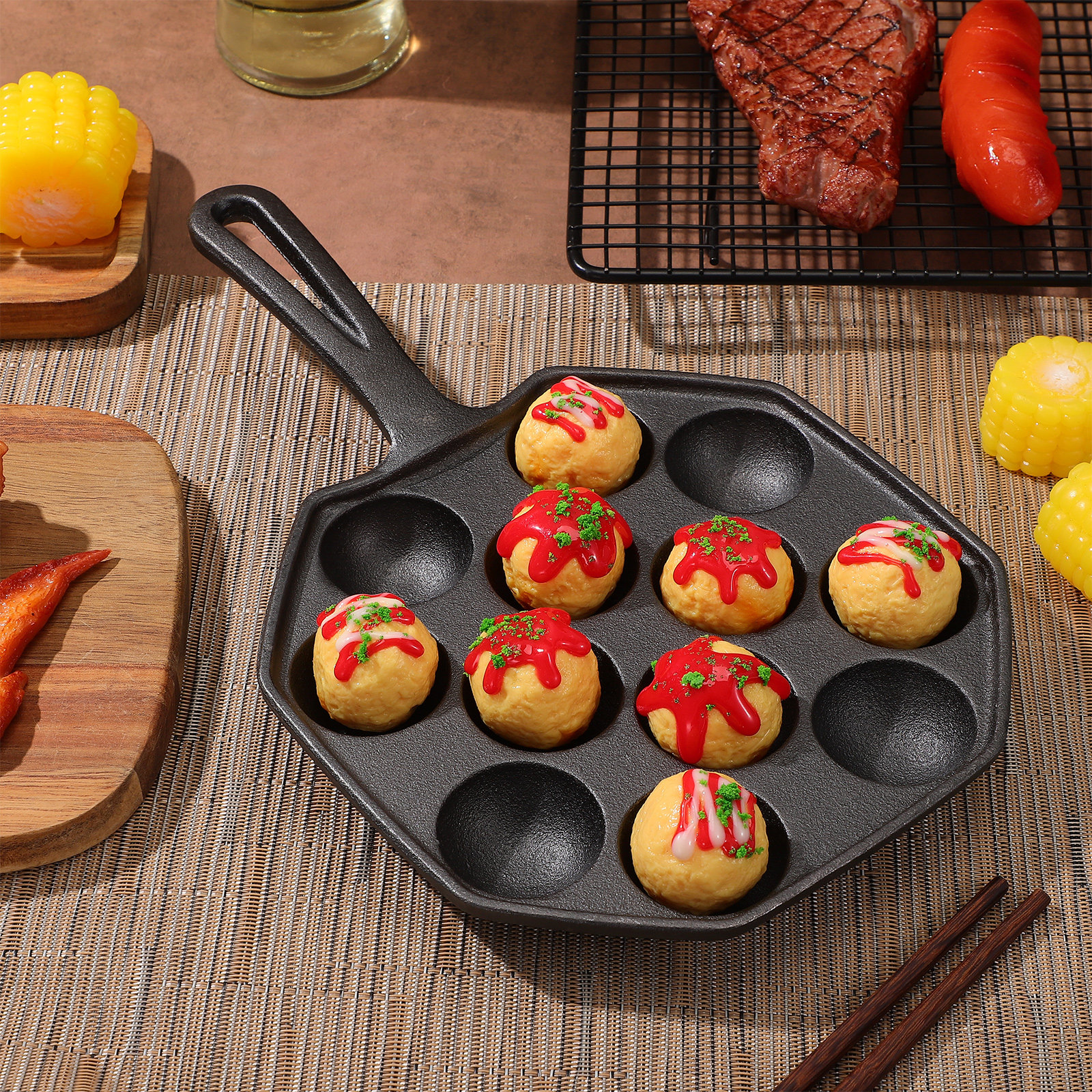 12 Molds Takoyaki Pan Cast Iro - Takoyaki Grill Plate recensione e prezzo
